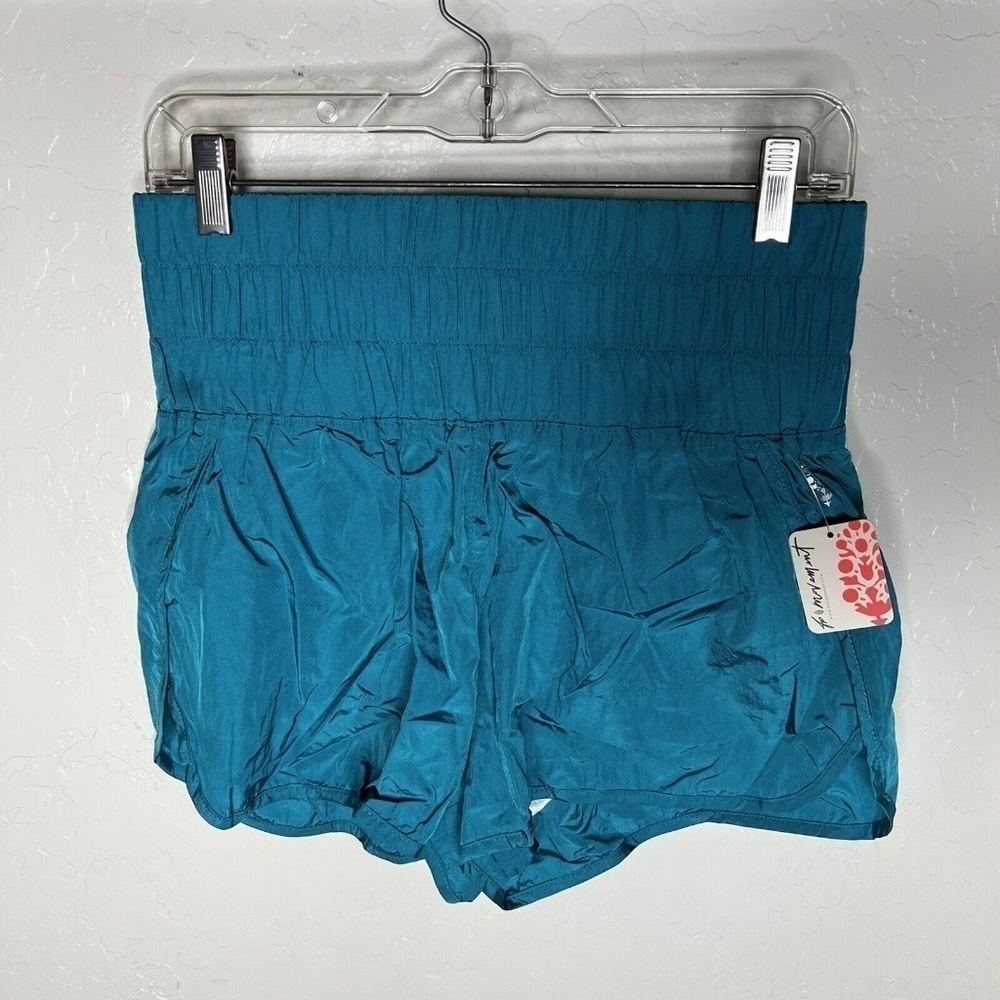 FP Movement Womens High Rise Elastic Waist Athletic Shorts Teal Green Size M